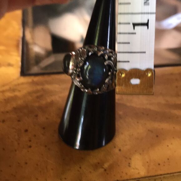 Artistic Natural Labradorite Sterling Silver Cocktail Ring Size 6 - Picture 6 of 8